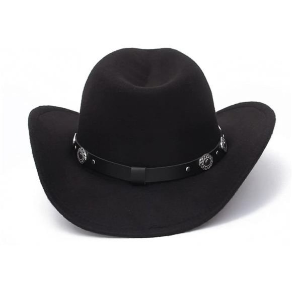 WESTERN Cowboy Hat with Belt 02-black - Picture 4 of 6